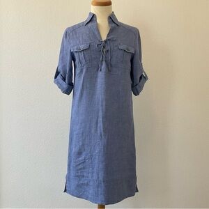 Tommy Bahama 100% Linen Roll Tab Sleeve Dress XS
